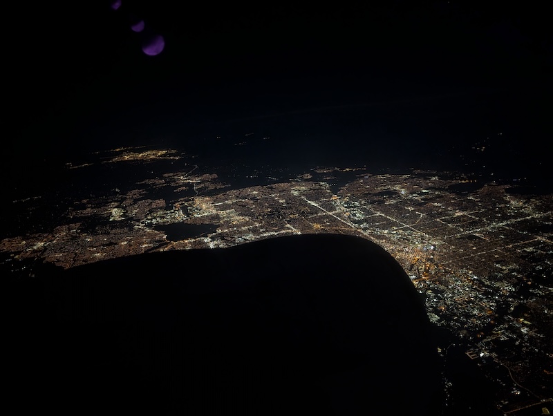 City lights as seen from an airplane, probably Denver.